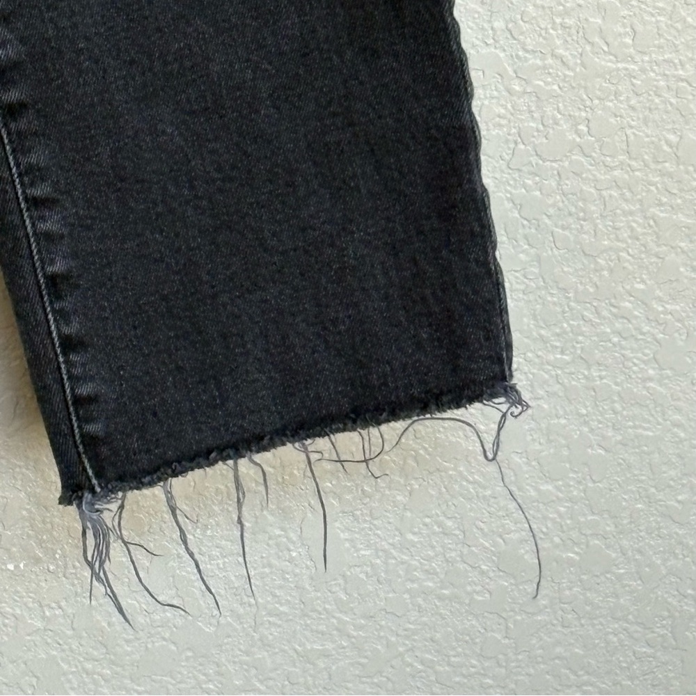 Madewell Black High Rise Slim Crop Boyjean Raw Hem Women’s 26P Dark Wash Denim - Picture 5 of 11
